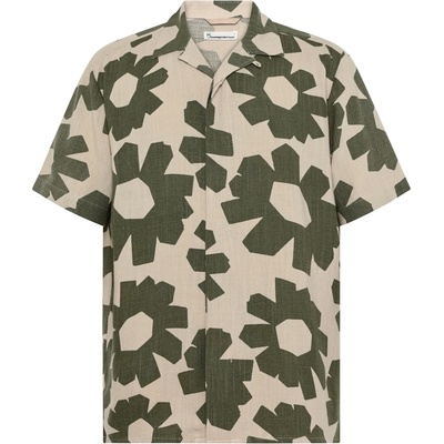 KnowledgeCotton Apparel Мъжка риза с копчета KnowledgeCotton Apparel Linen-Mix Printed Shirt - Green (033-3205-0213)