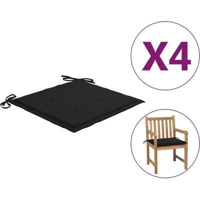 vidaXL Възглавници за столове 4 бр черни 50x50x4 см Оксфорд плат (314052)