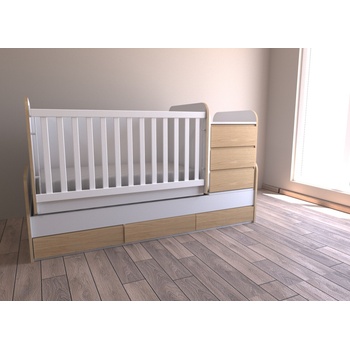 Дейзи Нова БЕБЕШКА КОШАРА ИЗИ БЯЛ+НАТУРАЛЕН ДЪБ С ГОЛЯМ ПОВИВАЛНИК