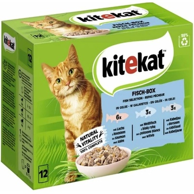 Kitekat Fisch Box losos bílá ryba treska 12 x 85 g