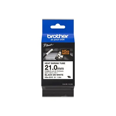 Brother Консуматив, Brother HSe-251E 21mm Black on White Heat Shrink Tape (HSE251E)