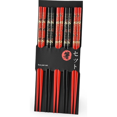 Oriental Čínské jídelní hůlky Japonský vějíř 5 ks dřevo kulaté 22,5 cm