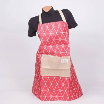 Image 1 of Готварска престилка в червен цвят на триъгълници