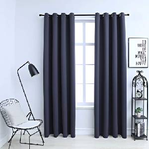 Pure Line Home Плътни завеси в цвят антрацит с метални халки, 2 бр. , 140 x 225 см - zalegloto - 64,93 лв