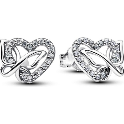 PANDORA stříbrné náušnice Srdce s motýlem 294476C01