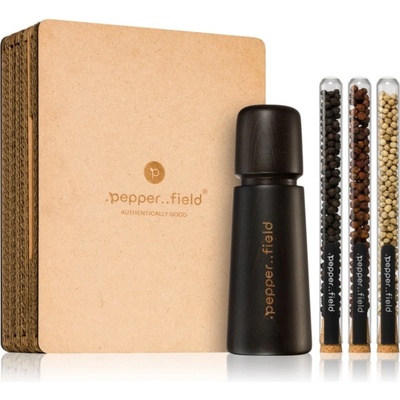Pepper Field Kampotský Pepř černý sada zkumavek s mlýnkem v dárkové krabičce 8 g & 9 g & 10 g