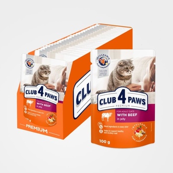 CLUB 4 PAWS Premium With beef in jelly Food for adult cats 24 x 100 g