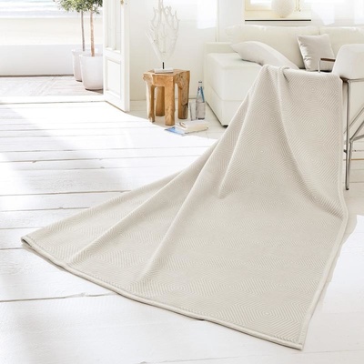 SCANquilt pléd Velur Relief hexagon šedobéžová střední 150x200