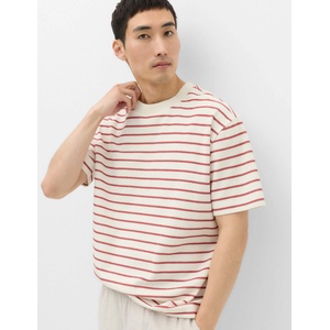 Marks & Spencer Тениска Breton с текстура и висок дял на памук Marks & Spencer червена Marks & Spencer | Cherven | МЪЖЕ | S REG