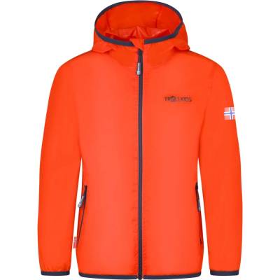 TROLLKIDS Детско водоустойчиво яке Trollkids Kid's Trolltunga Jacket Waterproof jacket - Flame Orange / Mystic Blue - размер 110 (EU) (703-4383-0714)