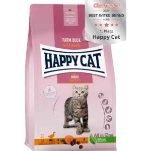 Happy Cat Young Junior Farm Duck - храна за подрастващи котенца на възраст от 6-ия до 12-ия месец, с патешко, моркови и картофи, 4 кг, Германия - 70545
