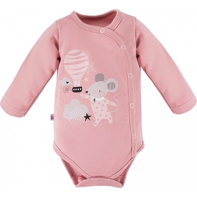 EEVI Kojenecké body s dlouhým rukávem Mellow růžová