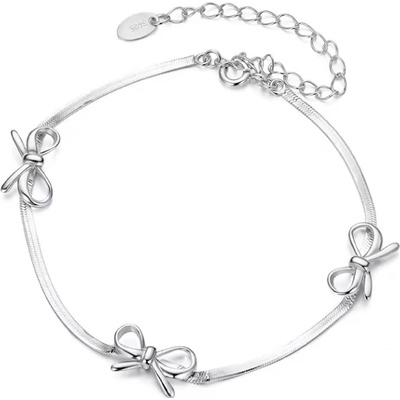 For Silver Náramek s hadím vzorem a třemi mašlemi – Stříbro 925