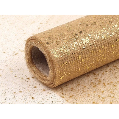 Prima-obchod Tyl dekorační s glitry šíře 20 cm, barva 7 zlatá sv.