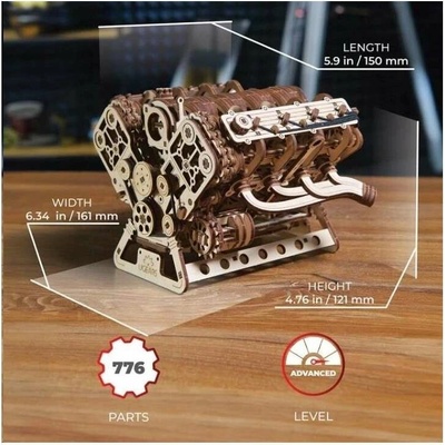 UGEARS 3D puzzle Motor V8, 776 ks