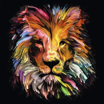 Skleněný obraz Colorful Lion Head 30x30