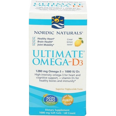 Nordic Naturals Ultimate Omega 1280 mg s vitamínem D Citron 60 softgelových kapsúl