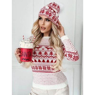 Fashionweek Vánoční dámská čepka s bambulí Bílá