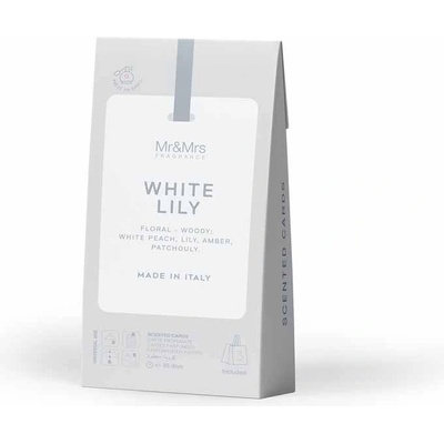 Mr&Mrs Fragrance VONNÁ KARTA DO ŠATNÍKU MR DRAWERS BÍLÁ WHITE LILY 3 ks