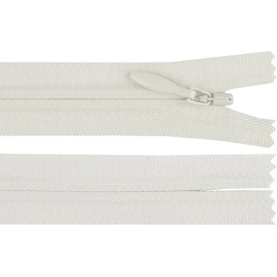 Spirálový zip skrytý YKK No 4 délka 60 cm, střední, 030 Off White