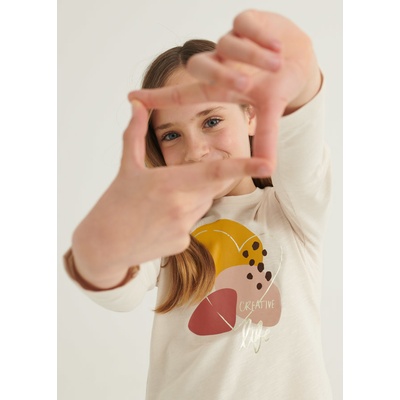 Mayoral triko s dlouhým rukávem HEART CREATIVE smetanové