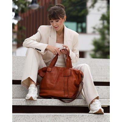 Mazzini Marco Veľká shopper taška z mäkkej talianskej kože camel v254b