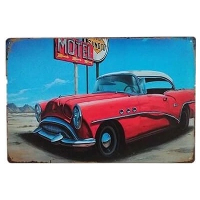 Ceduľa Motel - red car