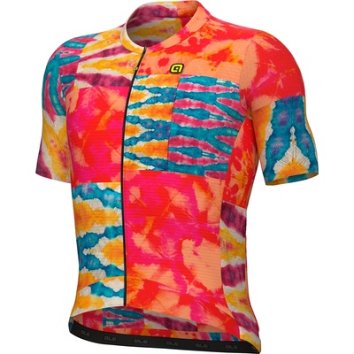 Alé Мъжка фланелка с къс ръкав за колоездене Alé PR-E Clorofilla S/S Jersey Cycling jersey - Orange Combo (056-3942-0115)