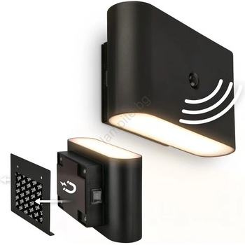 Briloner 3878015 - LED акумулаторна стенна лампа с датчик CHAT, LED/3W/5V, 2000 mAh, черна (BL2165)