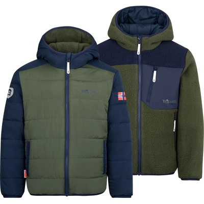 TROLLKIDS Детско поларено яке Trollkids Kid's Sandvika Turnover Jacket Fleece jacket - Ivy / Navy - размер 128 (EU) (703-4007-0216)