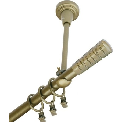 OK-GarnýžeCZ Garnýž kovová jednořadá 16mm Torino zlatá antik 280 cm do stropu / kroužky s žabkou
