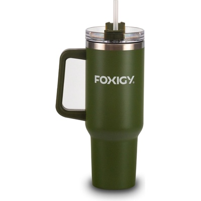 Foxigy Termohrnček do auta so slamkou 1,2 l Army green