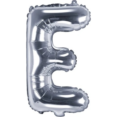 PartyDeco Fóliový balónek písmeno E stříbrný 35 cm