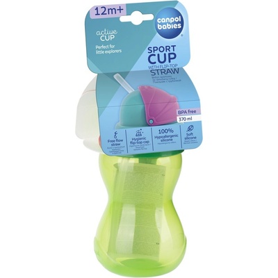 Canpol babies športová fľaša sa slamkou 370 ml zelená
