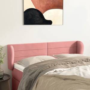 vidaXL Горна табла за легло, розова, 147x23x78/88 см, кадифе (3117337)