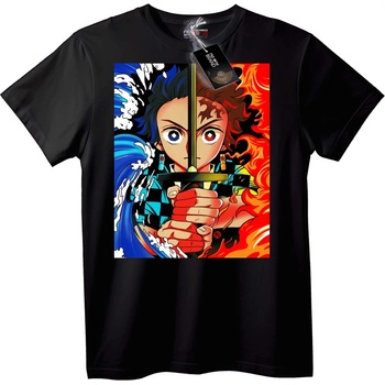 NOONEBRAND Тениска Demon Slayer разделен дизайн - M, Black