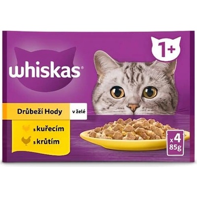 Whiskas kuracie & kačacie & morčacie jelly 4 x 85 g