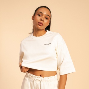 GymBeam BeastPink Дамска тениска Cropped Serenity Ivory XL