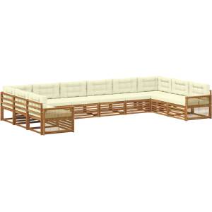 vidaXL Комплекти дивани 10 бр. Солидно акациево дърво (3383898)