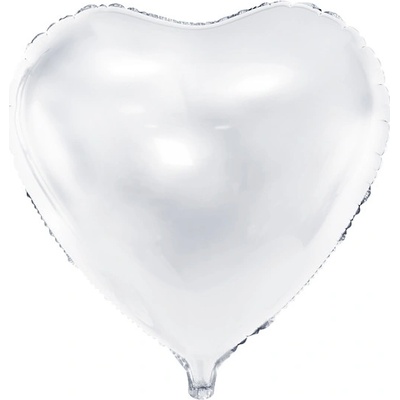 PartyDeco Fóliový balón Srdce biele 45 cm