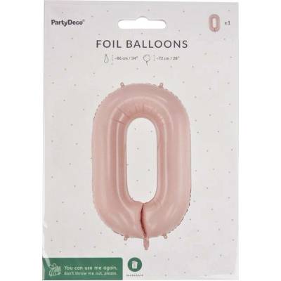 PartyDeco Balónek fóliový číslo 0 béžový 72cm