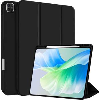 4smarts Folio Basic Case - полиуретанов калъф с поставка и отделение за Apple Pencil за iPad Pro 11 (2024) (черен)