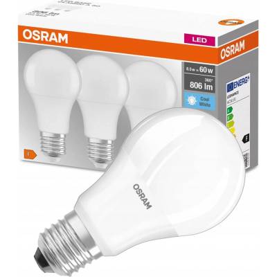 Osram Sada LED žiaroviek klasik, 8,5 W, 806 lm, neutrálna biela, E27, 3 ks