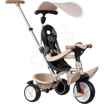 Smoby a kočík 2v1 s vysokou opierkou Baby Balade Tricycle Beige s brzdou slnečníkom a tichými EVA kolesami