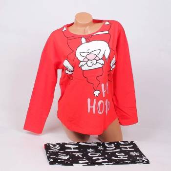 Image 1 of Дамска пижама в червено и черно с Дядо Коледа