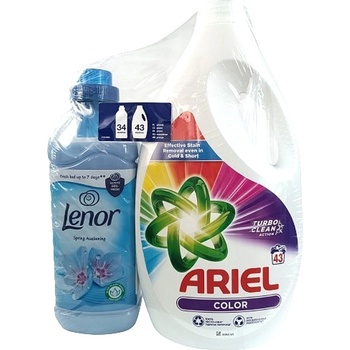Ariel Color Univerzálny prací gél 43 PD + zmäkčovadlo Lenor Spring Swakening 34 PD