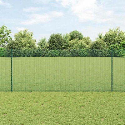 vidaXL Svařovaná drátěná plotovina s tyčkami 50 x 1 m Zelená Síťovina