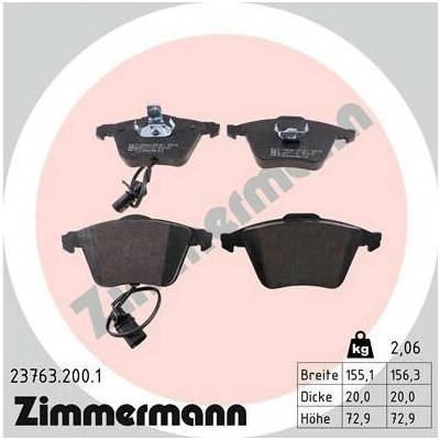 Sada brzdových destiček, kotoučová brzda ZIMMERMANN 23763.200.1