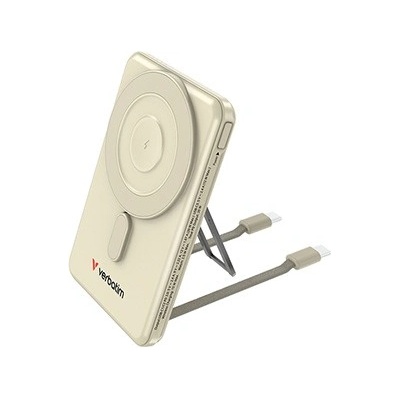 Verbatim, Power banka Charge , n, Go se dvěma kabely, 5V, nabíjení telefonu, 32253, 5 000mAh, magnetické připevnění, zlatá (32253)