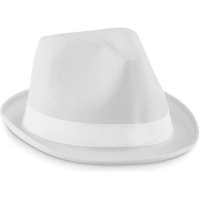 Polyesterový klobúk s bielym pásikom biela